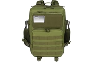 ROGJUK 25L Small Military Tactical Backpack For Men Woman Molle Army Pack Survival Bug Out Bag Hiking Rucksack Gym Backpacks With Bottle Holder Outdoor Camping Work Daypack Green