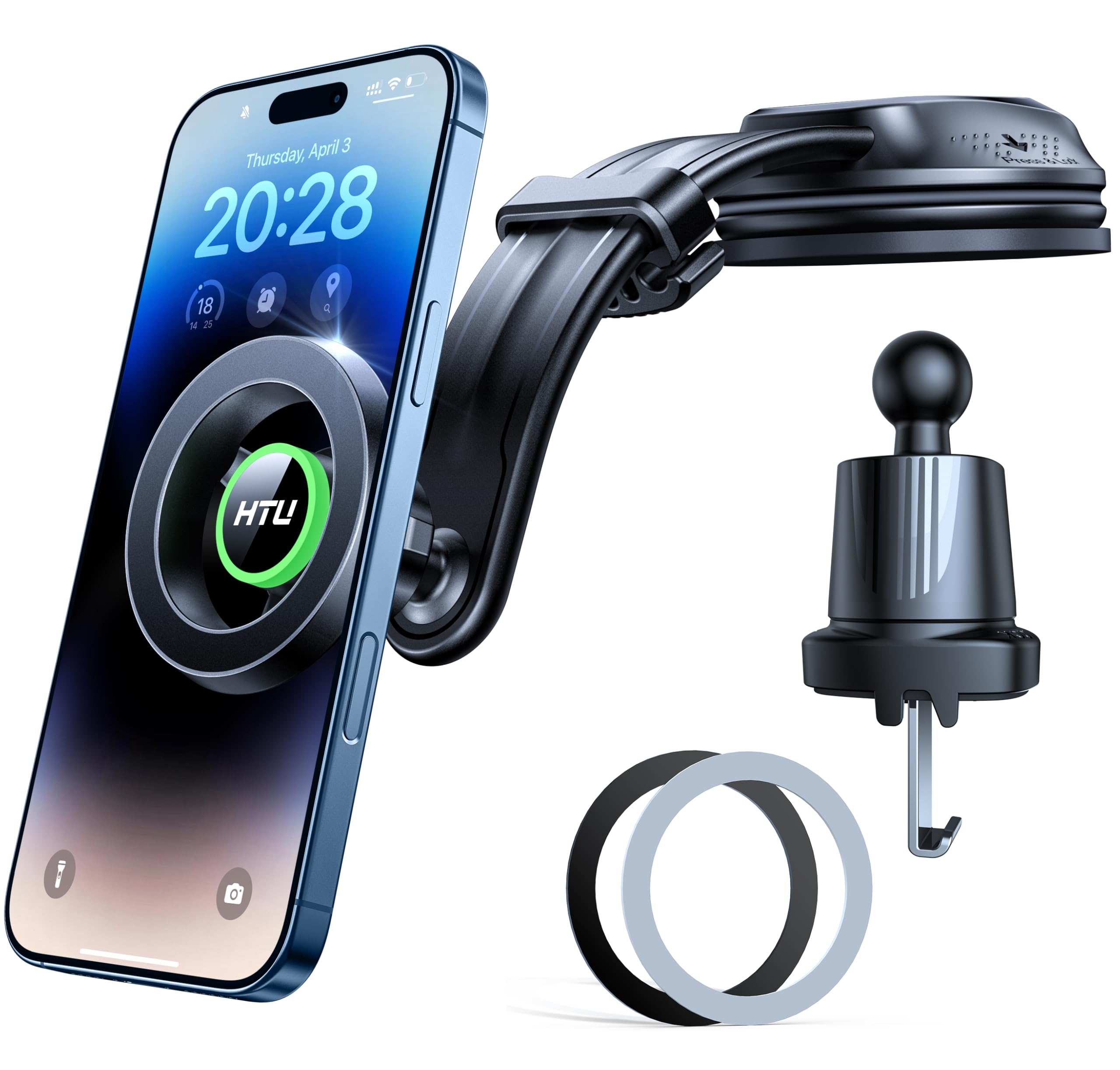 Photo 1 of ???? ???????? for MagSafe Car Mount?Strongest Magnet & Suction? 5-in-1 Bendable Dashboard Windshield Vent Magnetic Phone Holder for iPhone 17 16?Patent & Safety Certs?, Non-Charging, Green