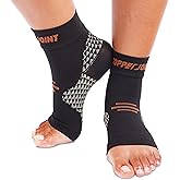 CopperJoint Foot Sleeve Ankle Compression Sock for Men & Women, Copper-Infused Elastic Ankle & Arch Support, Open Toe Compression Foot Sleeve for Running, Sports & Everyday Wear (Large)