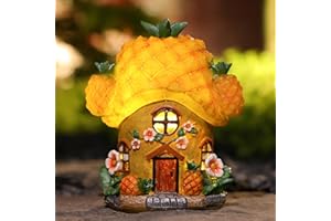 EPTUEGA Fairy House Pineapple-Solar Garden Statues-Outdoor Decor - Fairy Garden Accessories for Porch Backyard Yard Lawn Flower Bed Decor