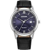 Citizen Men's Classic Eco-Drive Leather Strap Watch, 3-Hand Date