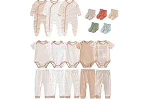 falianni Baby Boy Girl 18 Pack Layette Set Cotton Infant Unisex Clothes and Accessories New born Essentials Clothing Sets