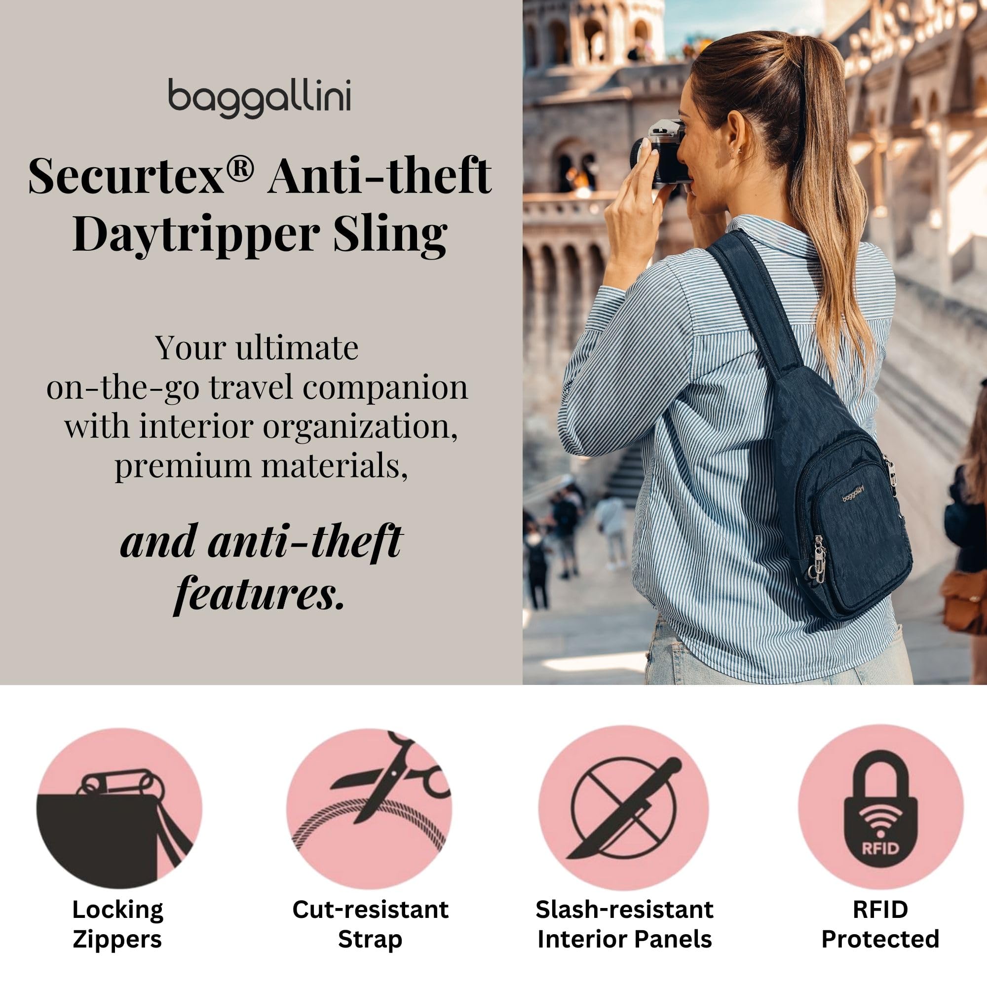 Baggallini womens Securtex Anti-theft Daytripper Sling