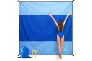 OCOOPA Diveblues Sandproof Beach Blanket Waterproof, Extra Large 4 Persons Family Size, Comfortable Parachute Nylon, Cozy& Chic, Compact& Light, Reinforced Windproof, 4 Stakes&1 Travel Bag