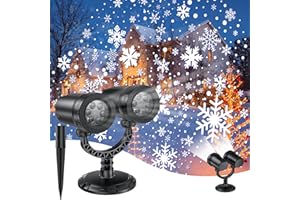 Christmas Projector Lights Outdoor, 2025 Upgraded Brighter Double-Head Waterproof LED Snowflake Christmas Projector Lights fo
