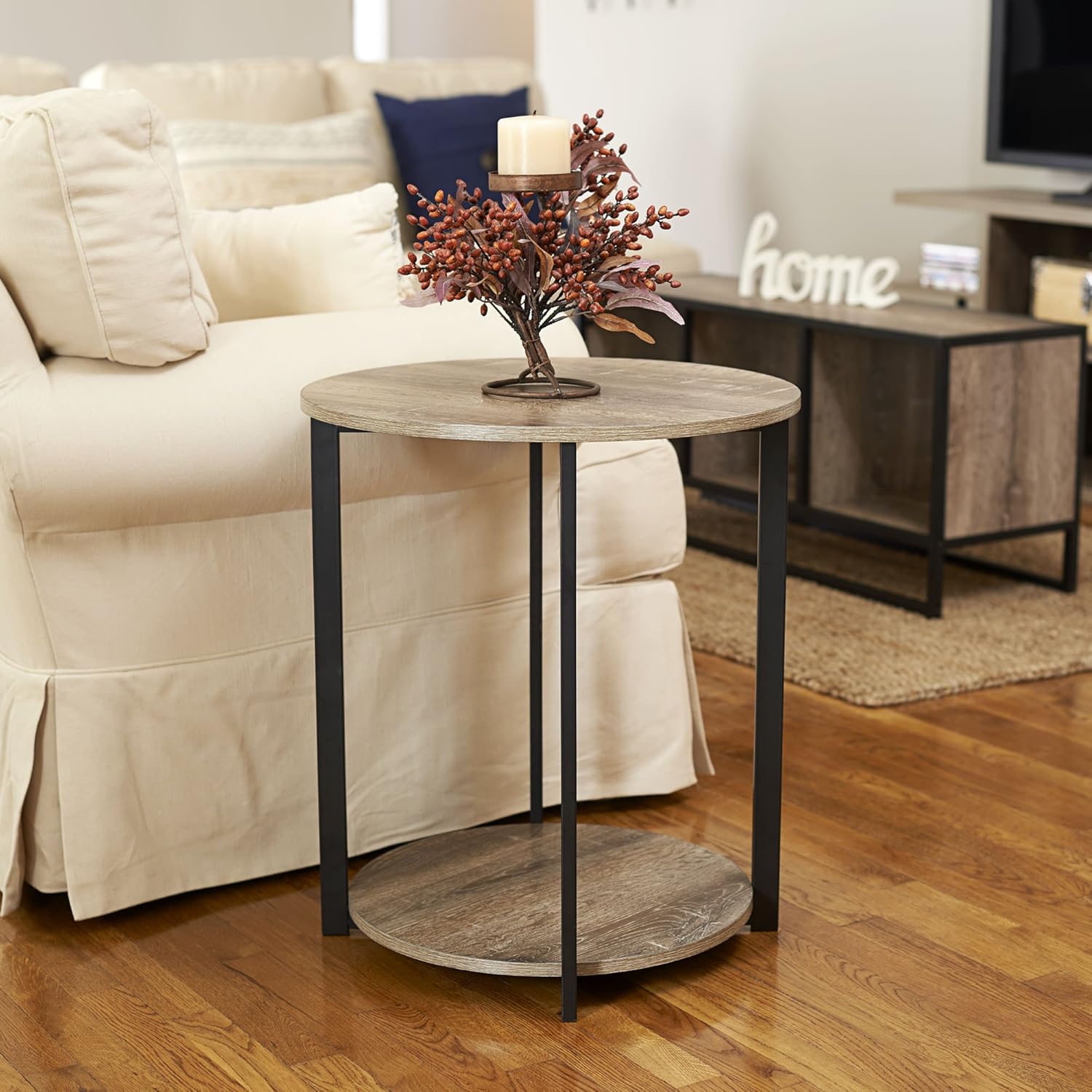 Household Essentials Wooden Side End Table with Storage Shelf | Ashwood: Furniture & Decor