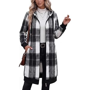 HOTOUCH Women's Zip Up Hoodies Oversized Long Fleece Hooded Sweatshirts | Casual Jacket Coat with Pockets Soft Comfy Full Zip