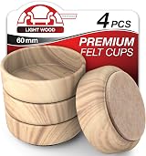 Medipaq Felt Castor Cups 4 Large 60mm Light Wood Grain Furniture Feet