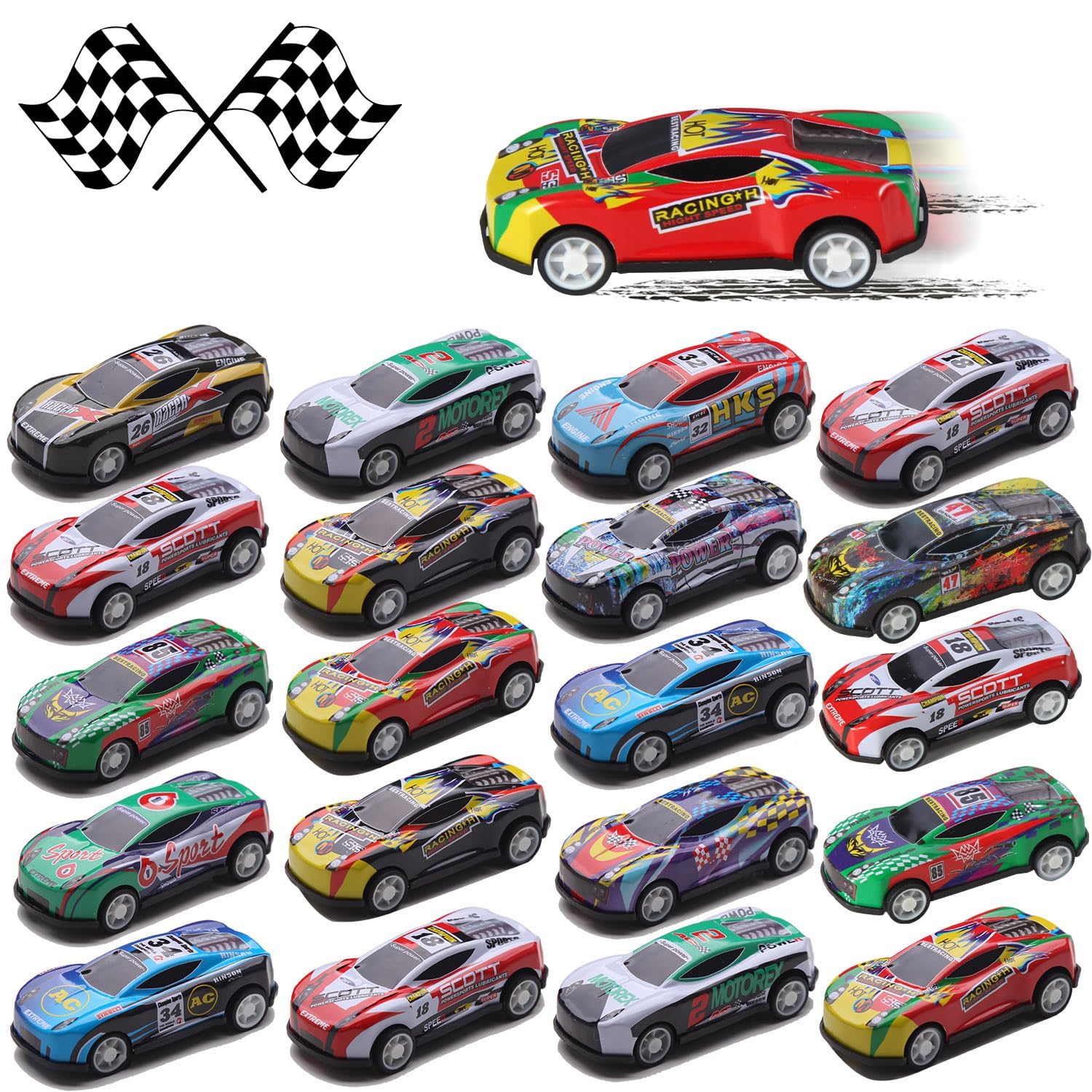 iFunLong 30 Pack Pull Back Cars for Kids, Mini Cars Toy Bulk Party Favor Race Cars Toys, Bulk Small Pull Back Car Toys for Treasure Box, Goodie Bag Stuffers, Pinata Fillers for Boys Girls Toddlers