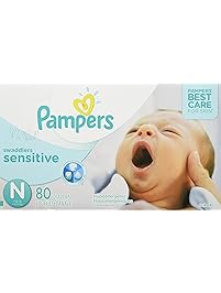 Pampers Swaddlers Sensitive Disposable Diapers Newborn Size 0 (> 10 lb), 80 Count, SUPER