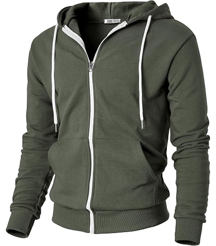 Klizzer Luxury Mens Zip Up Hoodie of Cotton Fleece Heavyweight
