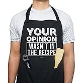 VAGAVY 100% Cotton, Black Funny Aprons for Men, Dad, Husband - Birthday, Father’s Day Grilling Gifts for Papa, Husband.