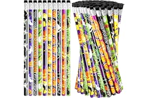 Qyyiguf 100 Pcs Halloween Pencils Bulk with Erasers,Cute Wood Assorted Bulk Pencil for Kids,Goodie Bag Fillers,Party Gifts,Treats Bags