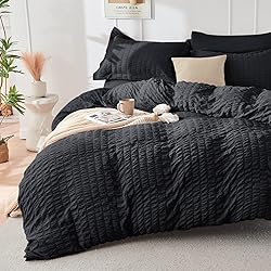 HYMOKEGE Black Full Size Comforter Sets Seersucker