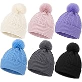 Chicingyou 6 Pcs Women Winter Hats Beanies Pom Pom Hats Knit Cap Snow Ski Soft Warm Ski Cap for Women Men Warm Winter