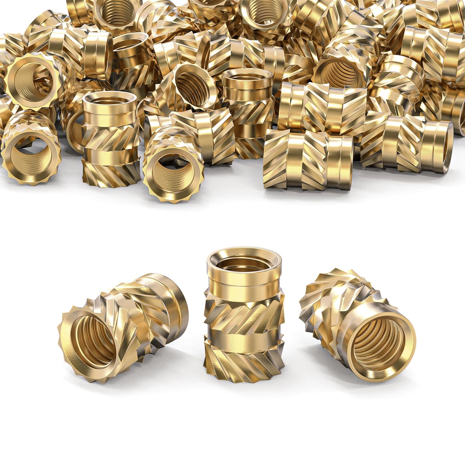50pcs Threaded Inserts, M2x4x3.5 Brass Nut Inserts, Sihea Inserts, Heat Set Insert For 3D Printing Components And Plastic Parts - Brass Metric Knurled Nuts