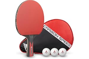 JOOLA Carbon Speed Ping Pong Paddle with Paddle Cover - Ergonomic Grip - ITTF Approved - Professional Ping Pong Paddles for Advanced Power & Speed - Table Tennis Racket - Black