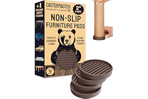 CasterMaster Chair Leg Floor Protectors & Furniture Sliders - 2 in x 2 in Round Brown Set of 4 - Non Slip Furniture Pads for Hardwood Floors & Noise Reduction