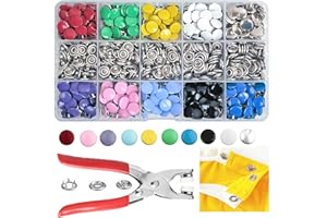 GTAAOY 800PCS Metal Snaps Buttons with Fastener Pliers Press Tool Kit Perfect for DIY Crafts Clothes Hats and Sewing, Snap Button Fasteners Kit for Clothing Sewing(200 Sets,10 Colors,9.5mm)