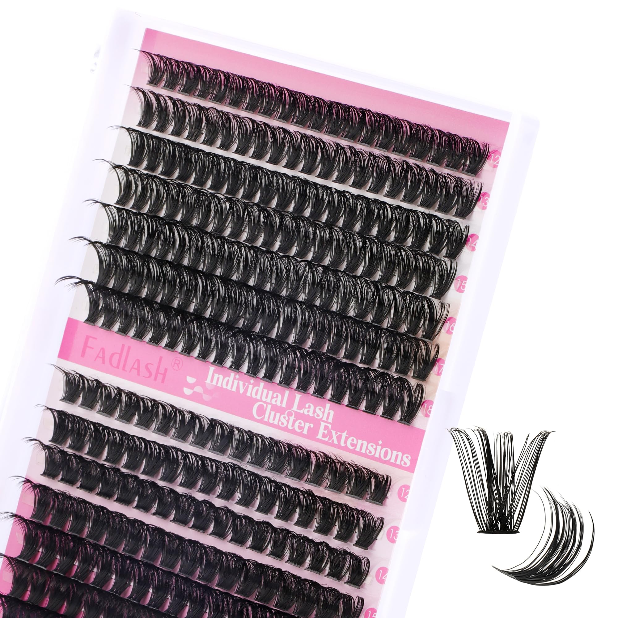 FADLASH 60D+80D 0.07mm D Curl 12-18mm Wispy Reusable Soft Fluffy Cluster Lashes DIY Eyelash Extensions — image 1