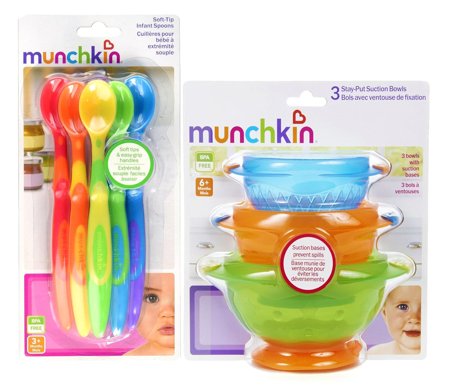 Famous Brand Maven Gifts Munchkin Baby Utensil Bundle Soft Tip Infant Spoon 6 Pack With Stay Put Suction Bowl 3 Pack 100 Bpa Free Ages 3 Months Baby Selling Well All Over The World