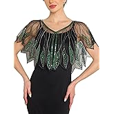 MTITE Women's 1920s Shawl Wraps,Sequin Beaded Flapper Evening Shawls for women formal/Party/Wedding/Formal/Harlem night