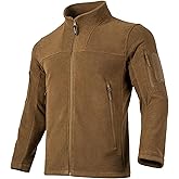 FREE SOLDIER Men's Tactical Long Sleeve Fleece Coat Weatherproof Full Zip Up Lightweight Fleece Jacket Sweatshirt