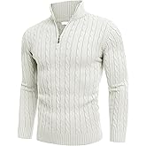 COOFANDY Men's Quarter Zip Sweater Slim Fit Casual Knitted Turtleneck Pullover Mock Neck Polo Sweater