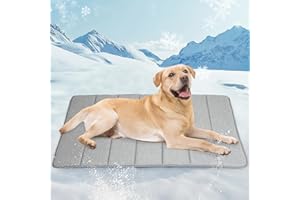 ZAKAPAWS Dog Cooling Mat for Large Dogs - 41x27 Orthopedic Memory Foam Pet Pad for Summer, QMAX>0.5, Washable Premium Comfort Crate Pad for Your Furry Companion, Grey