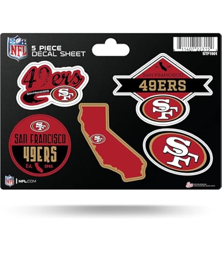 San Francisco 49ers Vinyl Sticker California State Outline NFL Forty