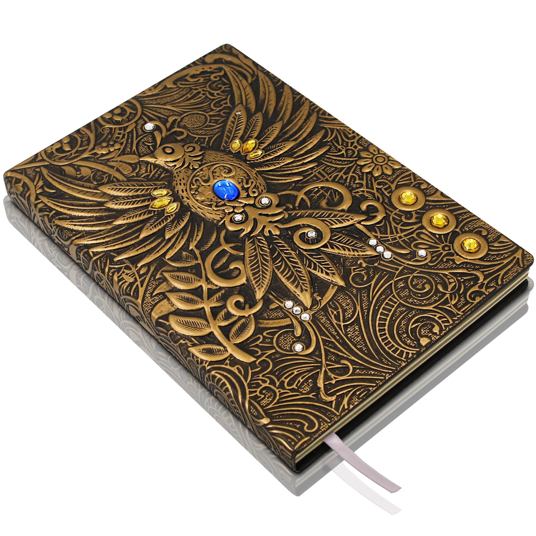 Phoenix Leather Journal Notebook - 3D Handmade Vintage Phoenix Journals Travel Diary with Lined Paper Cool Leather Sketchbook Writing Journals Phoenix Gift for Women & Men & Nerdy (A5, Gold)