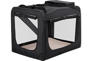 HICC PULE Collapsible Portable Dog Crate, 36 Inch Large Dog Crate Ideal as Travel Dog Crate for Large/Medium Dogs, 3-Door Soft-Sided Pet Kennel for Indoor & Outdoor, Car Trip, Black