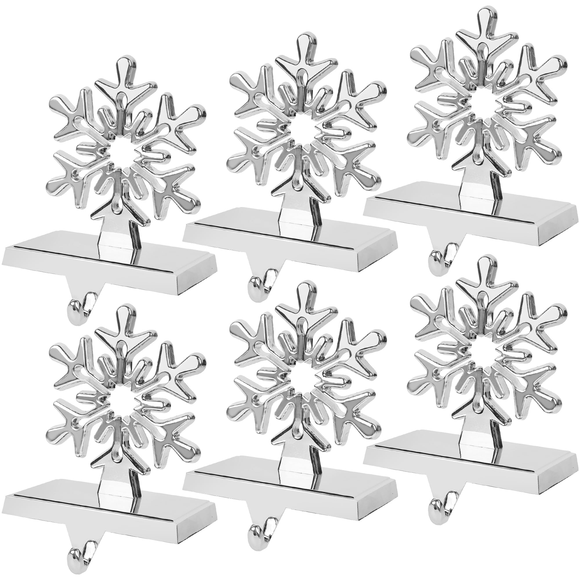 View 1 of ***(PARTS ONLY/ MISSING PARTS/ NON FUNCTIONAL)***yofit 6 Pcs Christmas Snowflake Stocking Holder, Metal Christmas Stocking Hanger, 3D Sliver Stocking Hooks Non-Slip for Fireplace Mantel Window Christmas Home Xmas Party Decor
