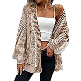 Pink Queen Women's 2026 Oversized Cardigan Sweater Long Sleeve Cable Knit Fashion Outerwear Coat