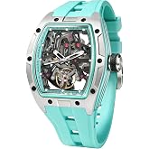 RAYMOUNT Men Automatic Watch with Mechanical Movement, Skeleton Dial Watches Yellow Band