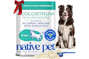 Native Pet Colostrum for Dogs – Bovine Colostrum Powder – Allergy Relief, Immune Support & Itchy Skin Treatment – Dog Multivitamins for Skin & Gut Health – Puppy Milk Replacement & Prebiotic -120 ct.