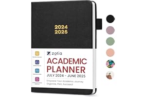 ZOTIA Academic Planner 2024-2025, Monthly & Weekly Calendar Planner Runs from July 2024 to June 2025, Hardcover Teacher Student Planner, Perfect for School Office & Home Supplies (5.7" x 8.2") - Black