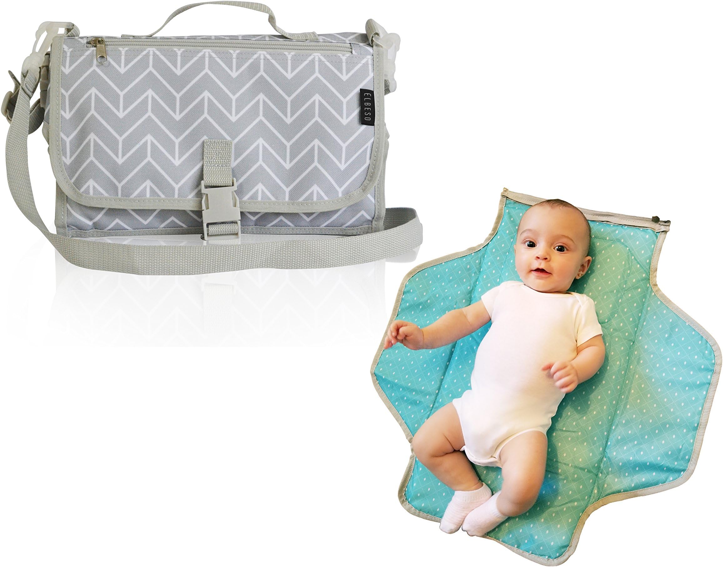 Portable Changing Station. Our Diaper Changing Pad is Perfect for On-The-Go Moms! Lots Of Storage and Easy to Carry. Bonus Messenger Shoulder Strap.