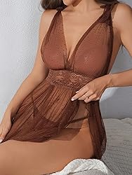 Lilosy Sexy Polka Dots Mesh Sheer Babydoll Chemise