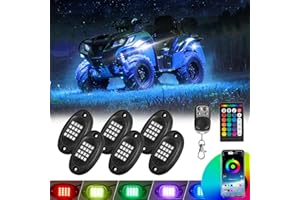 TDE EXPLORER.LIGHTING 6 Pods RGB LED Rock Lights for UTV ATV Golf Cart Truck RZR Offroad Pickup SUV, Waterproof Multicolor Underglow Kit for Cars with APP Music Mode, Vehicle Underbody Light Underneath Accent 12V