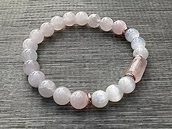 Rose Quartz and Selenite Crystal Bead Bracelet