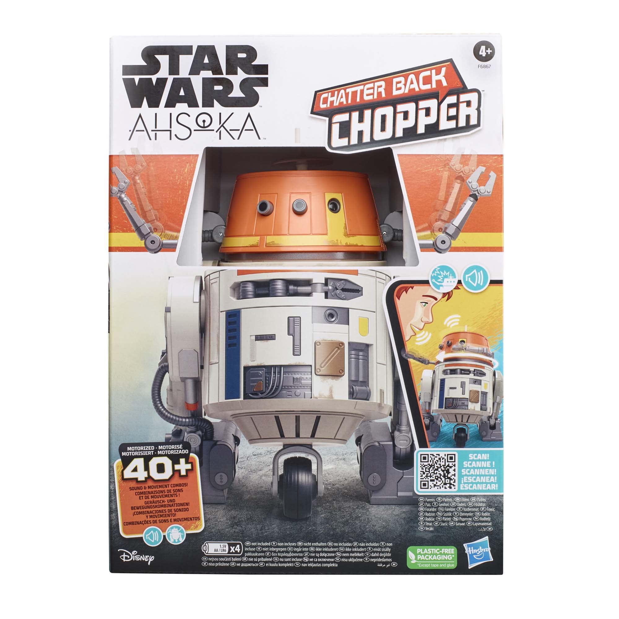 STAR WARS Chatter Back Chopper, Ahsoka Animatronic Toys, 40+ Sound & Movement Combos, Interactive Toys for 4 Year Old Boys & Girls