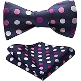 HISDERN Bow Ties for Men Polka Dot Selftie Bowtie and Pocket Square Classic Business Tuxedo Wedding Bowties Handkerchief