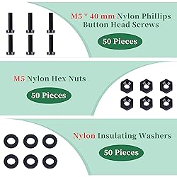 Pzsmocn 150 Pieces/50 Sets M5*40 mm Plastic Black