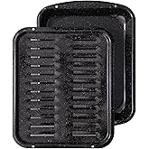 Broiler Pan for Oven Nonstick 16.75” x 13” Porcelain Nonstick Coated - Broiling Pan for Oven Withstands Heat up to 550° F - Heavy Duty Broil Pans and Rack Circulates Heat and Drains Fat (Speckled)
