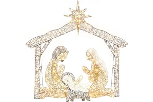 HOYECHI 6Ft Lighted Outdoor Nativity Scene - Christmas Holy Family Yard Decoration with 165 LED Lights, Stakes, Extension Cord - Perfect for Outdoor Outside Celebration