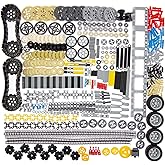 844Pcs Technic Parts Gears Axles Sets, Compatible with Lego Bricks, Wheels Chain Link Pins Connector Joints Track Tank Wheel 