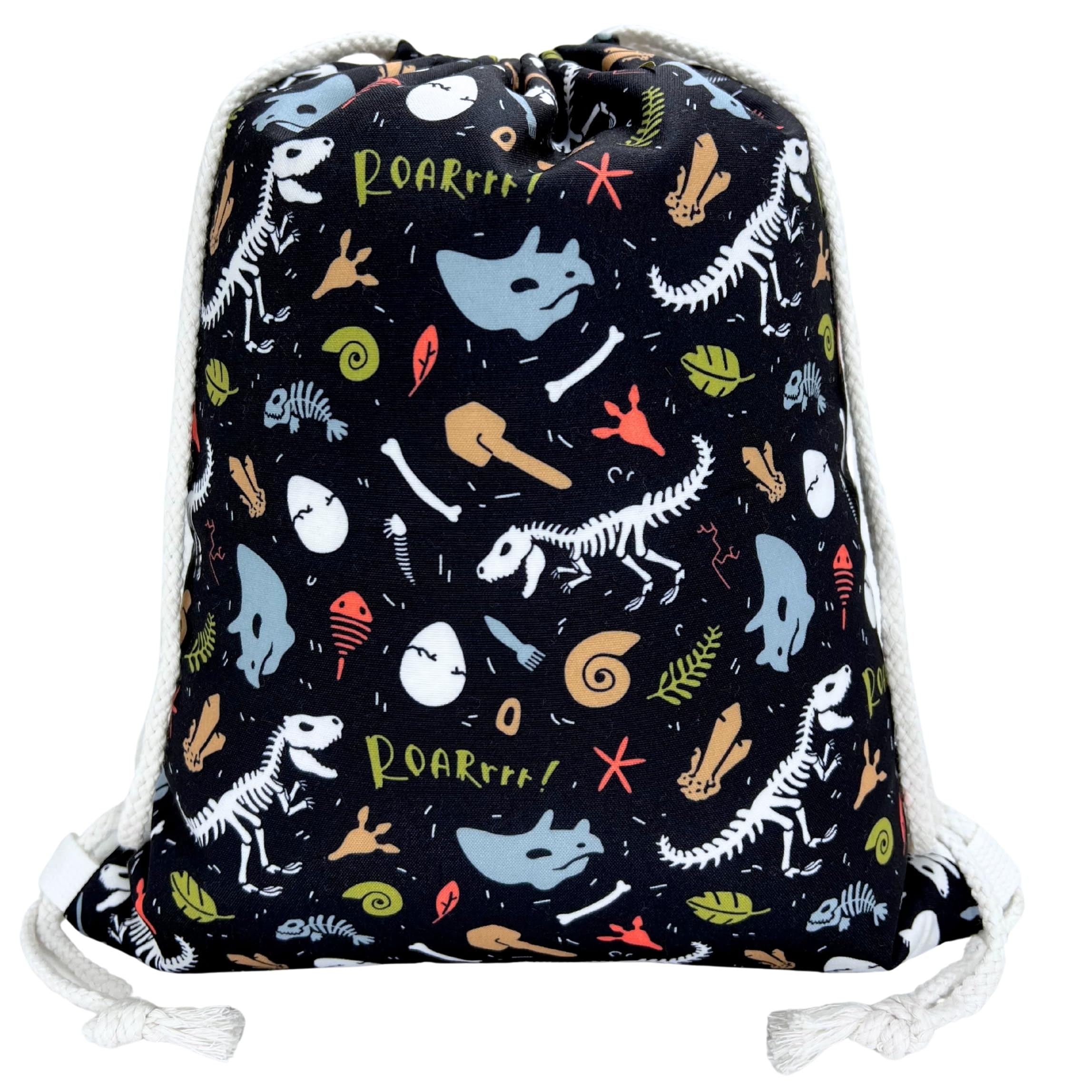HECKBO kids dinosaur dino gym drawstring bag - 40x32cm - 12.6" x 15.8" - string bag - kindergarten daycare crèche school football - children kids girl boy backpack, sports bag, fabric bag — image 1