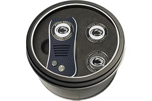 Team Golf NCAA Gift Set Switchblade Divot Tool with 3 Double-Sided Magnetic Ball Markers, Patented Single Prong Design, Causes Less Damage to Greens, Switchblade Mechanism