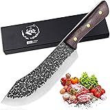 Hand Forged Butcher Knife for Meat Cutting Meat Cleaver Knife Full Tang High Carbon Steel Kitchen Chopper for Home, Restauran